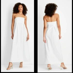 Future Collective Jenee Naylor White Bandeau Strapless Maxi Dress Sz 20